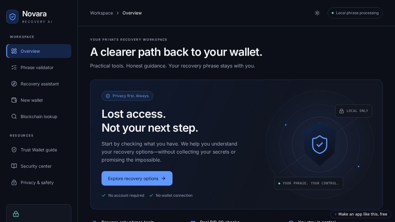 Screenshot of Novara Recovery AI