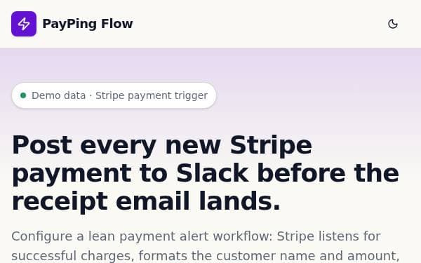 Screenshot of PayPing Flow