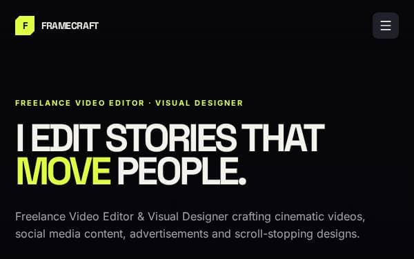 Screenshot of Cinematic Creative Portfolio