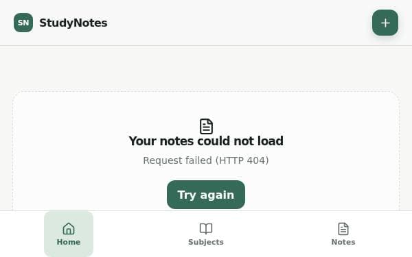 Screenshot of StudyNotes MVP