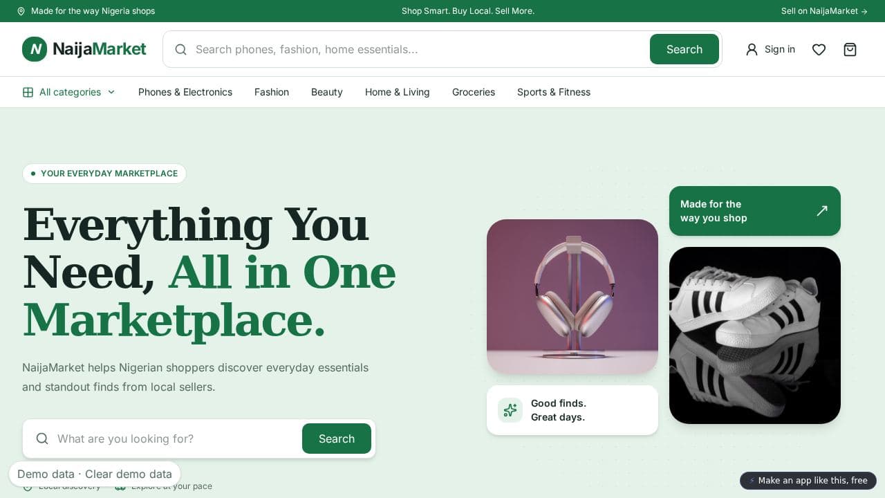 Screenshot of NaijaMarket Marketplace