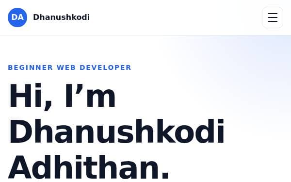 Screenshot of Dhanushkodi Portfolio