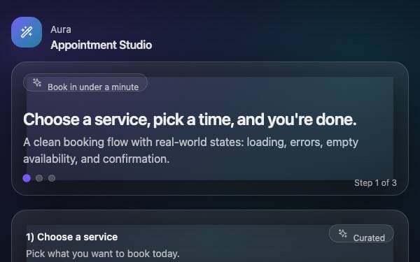 Screenshot of Aura Appointment Studio