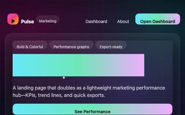 Screenshot of Pulse Marketing Dashboard