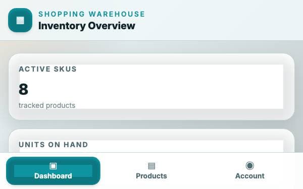 Screenshot of Warehouse Ledger