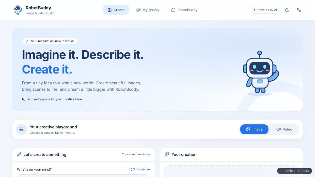 Screenshot of RobotBuddy Image Creator