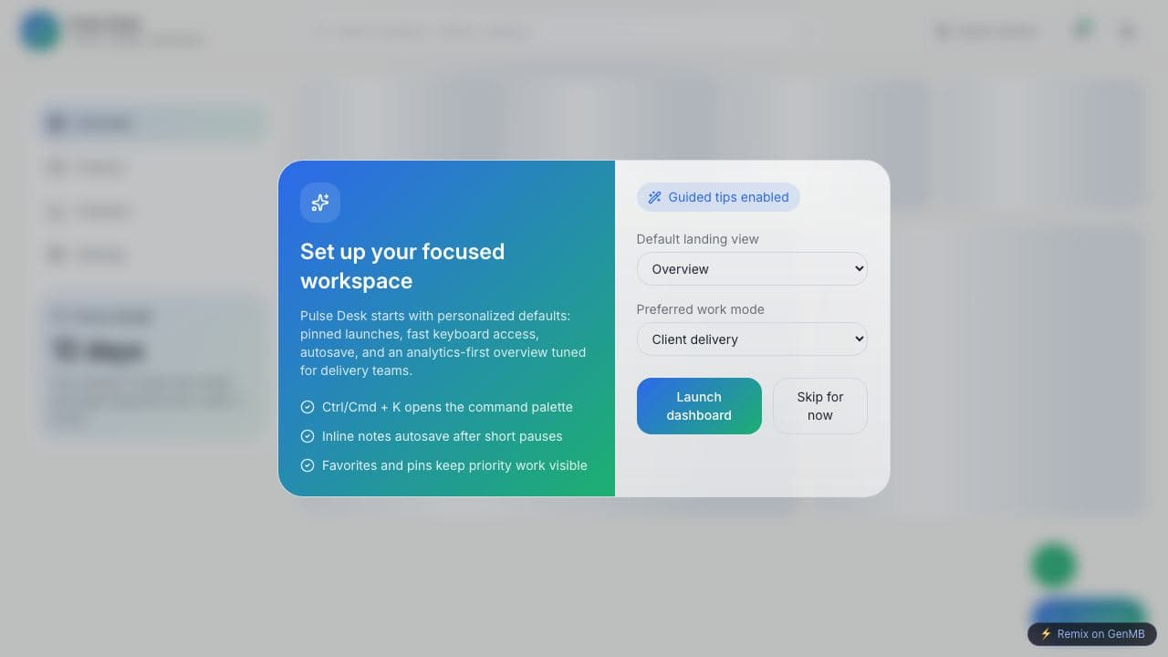 Screenshot of Pulse Desk