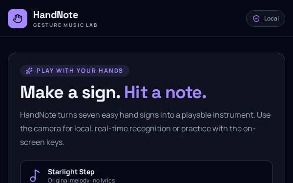 Screenshot of HandNote Melody Play