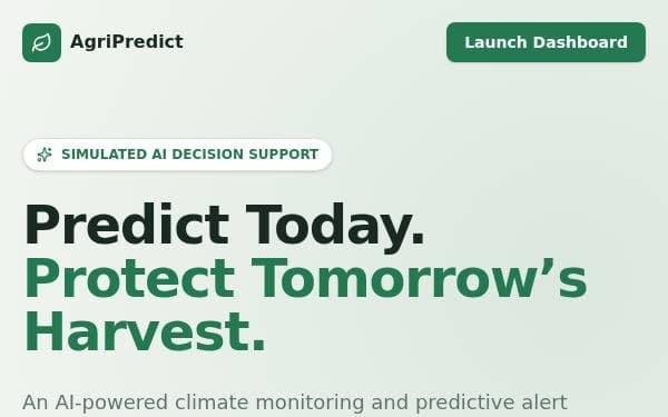 Screenshot of AgriPredict Climate Alerts