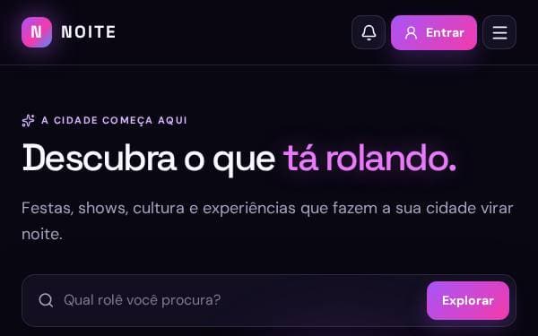 Screenshot of NOITE Event Discovery
