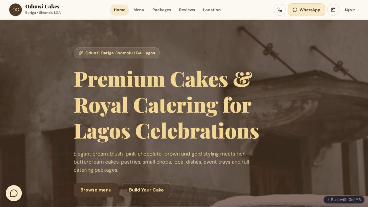 Screenshot of Odunsi Cakes Catering