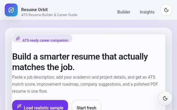 Screenshot of Resume Orbit