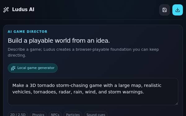 Screenshot of AI Game Forge