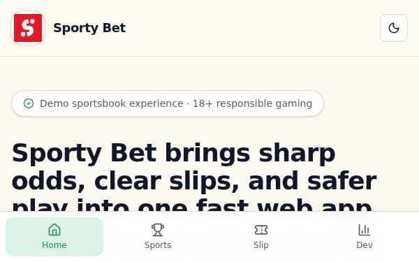 Screenshot of Sporty Bet