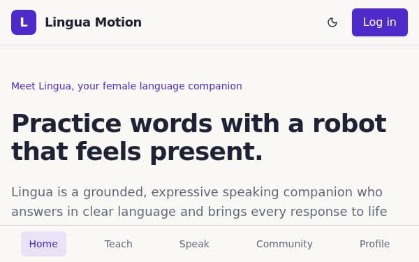 Screenshot of Lingua Motion