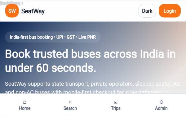 Screenshot of SeatWay India