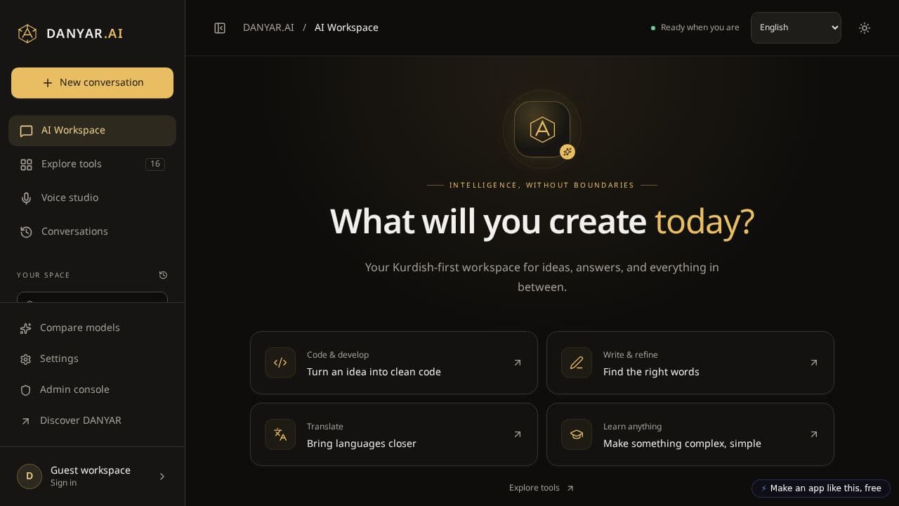 Screenshot of Danyar AI Platform