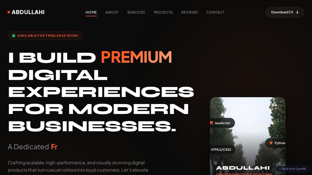 Screenshot of Premium Brand Website