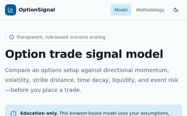 Screenshot of Options Trade Predictor