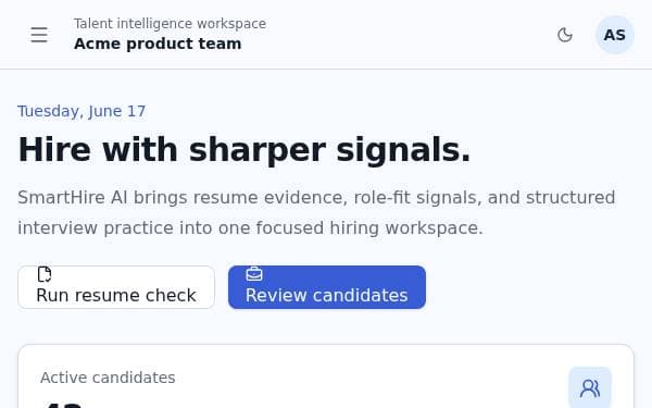 Screenshot of SmartHire AI Platform