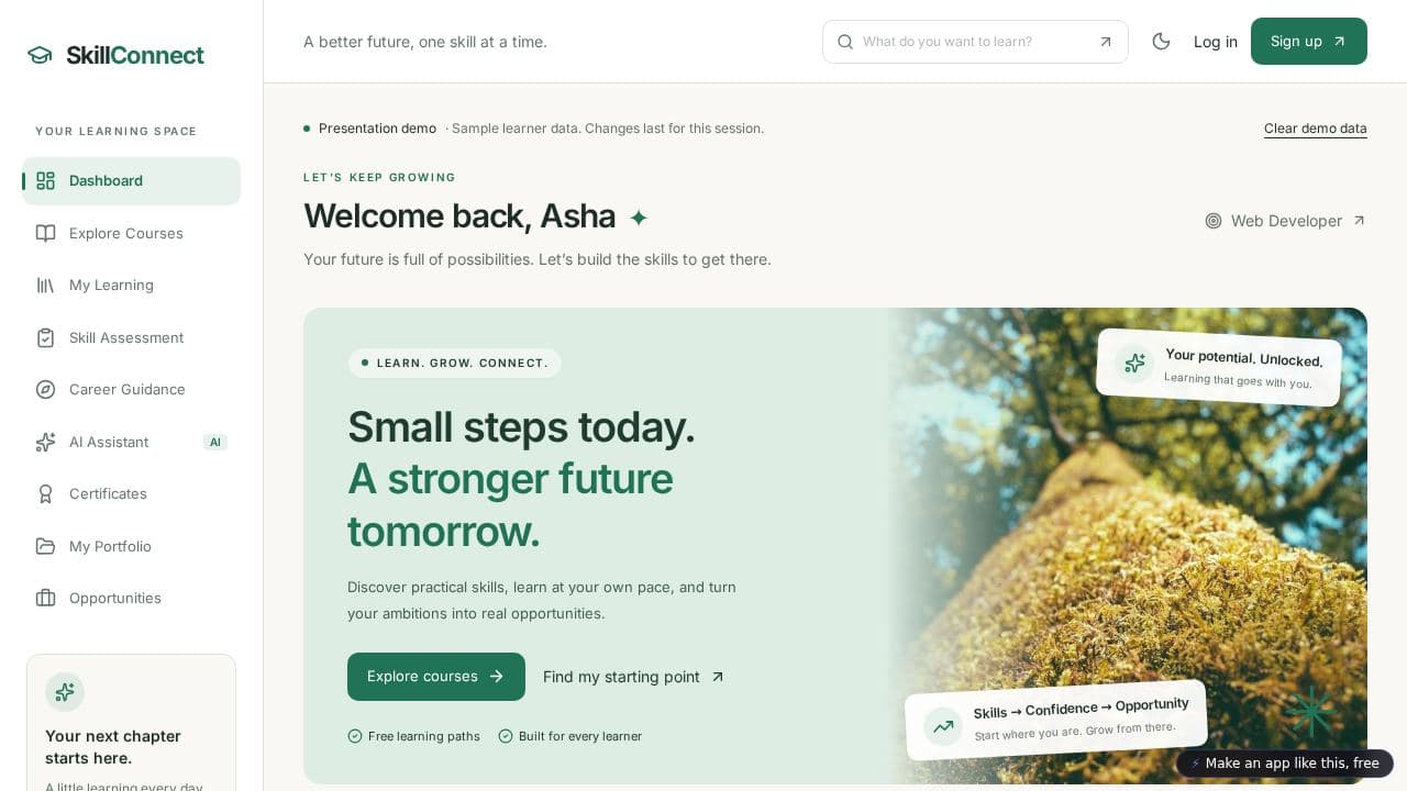 Screenshot of SkillConnect Learning Platform