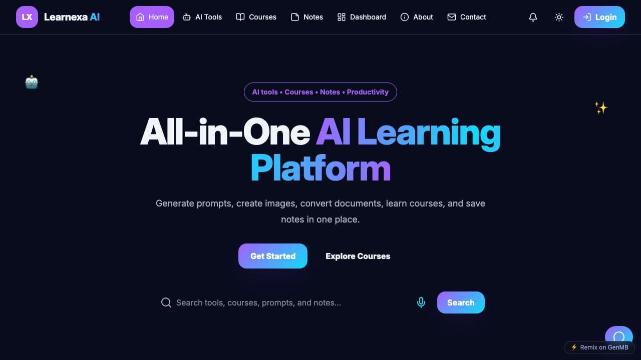 Screenshot of Learnexa AI