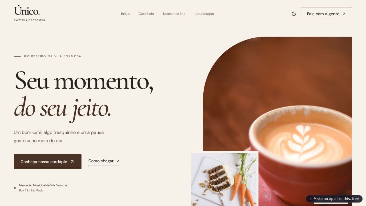 Screenshot of Único Cafeteria