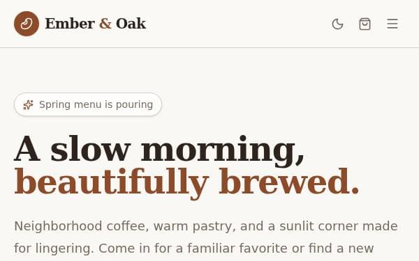 Screenshot of Coffee Shop Website