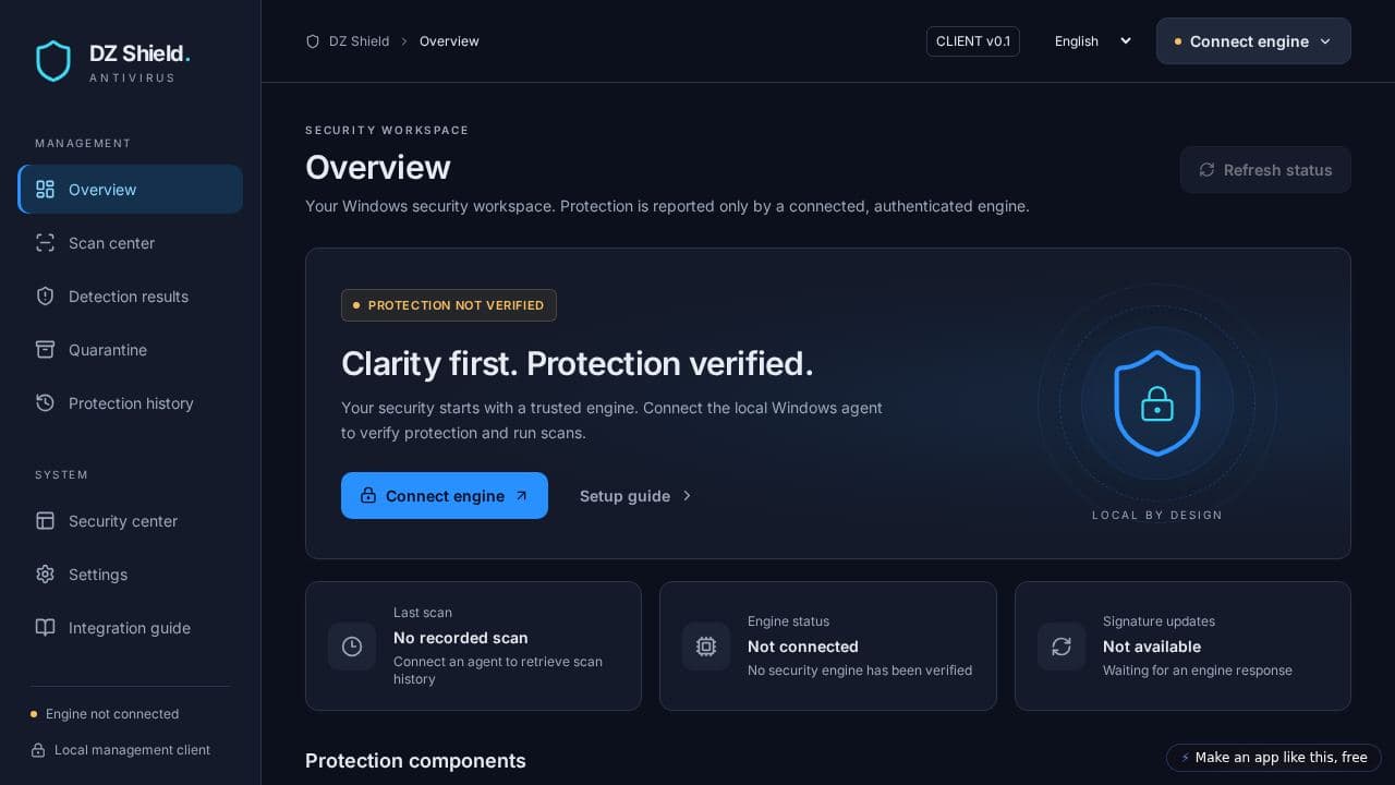 Screenshot of DZ Shield Antivirus