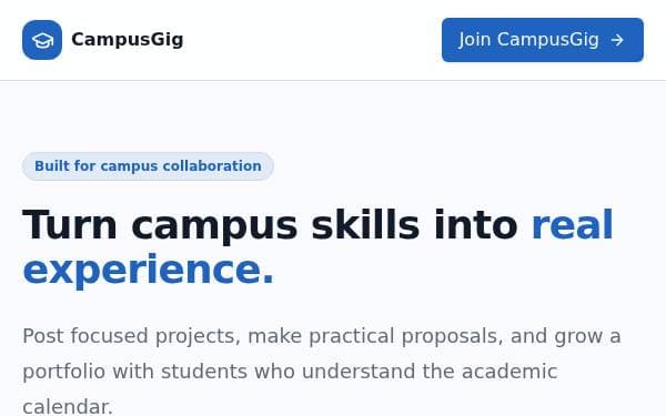 Screenshot of Campus Freelance Hub