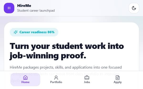 Screenshot of HireMe Launchpad