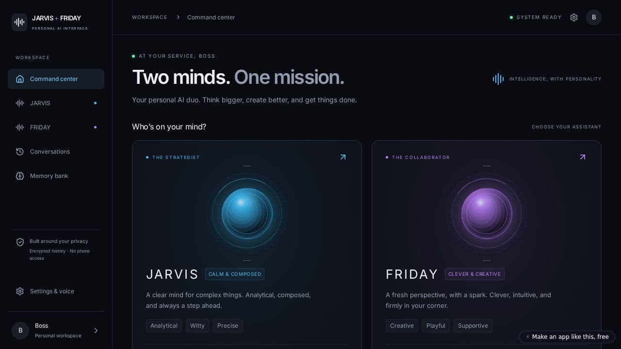Screenshot of JARVIS + FRIDAY