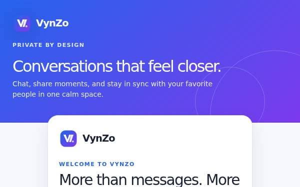 Screenshot of VynZo Messaging App