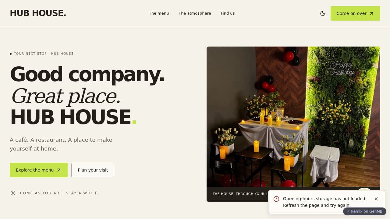 Screenshot of HUB HOUSE