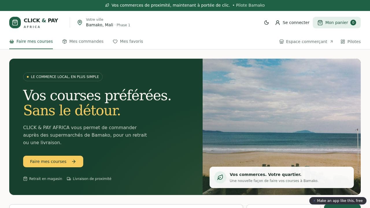 Screenshot of Click and Pay