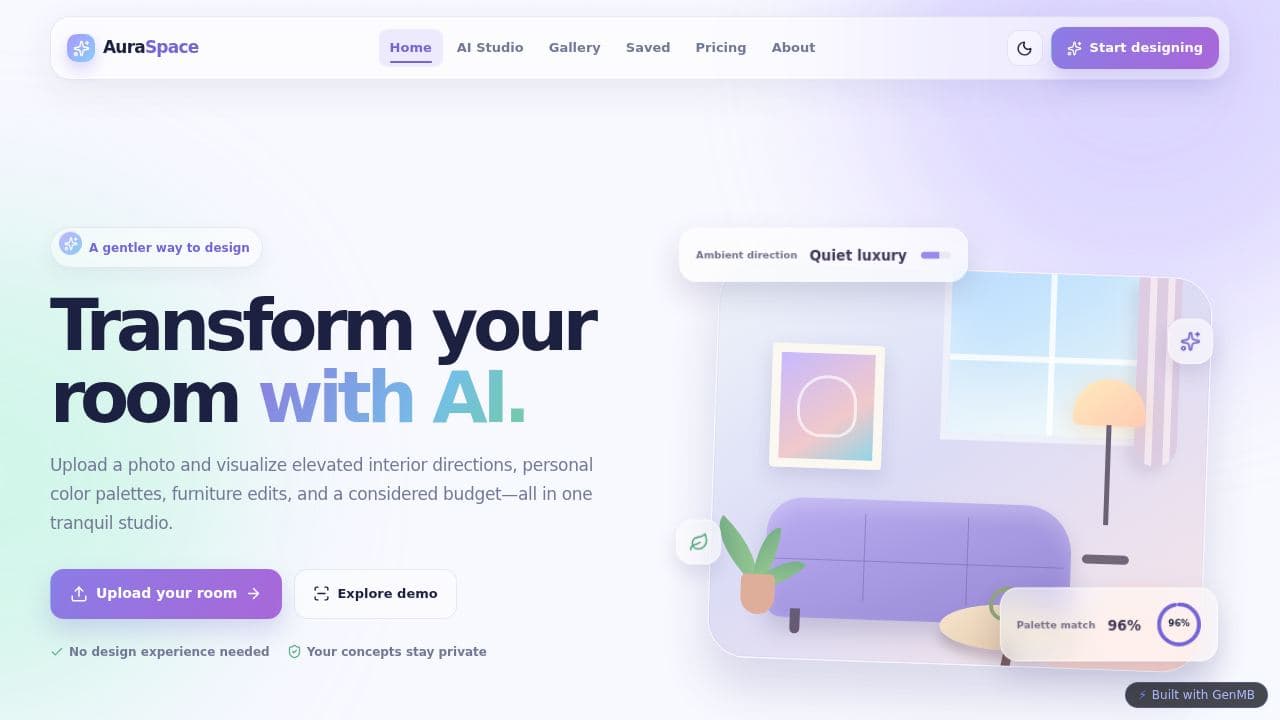 Screenshot of Aura Interior Studio