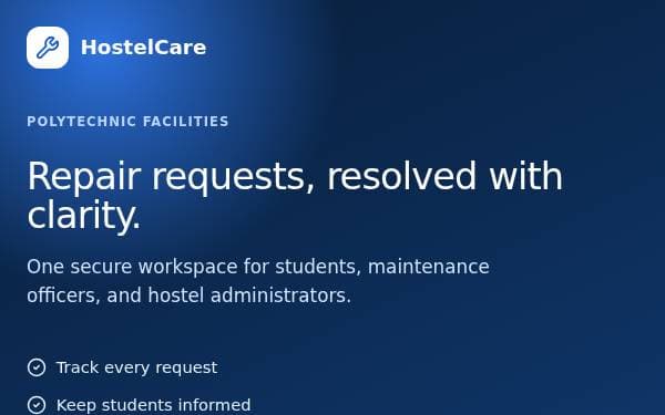 Screenshot of Hostel Maintenance Portal