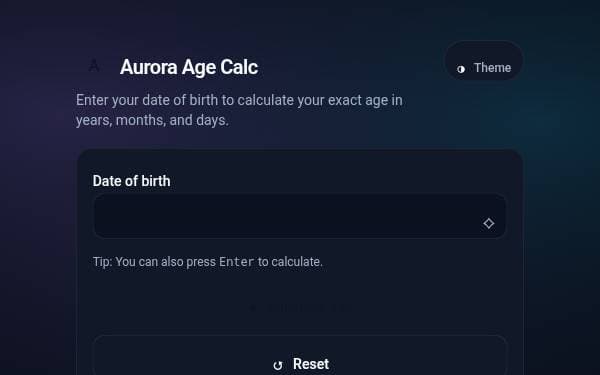 Screenshot of Aurora Age Calc