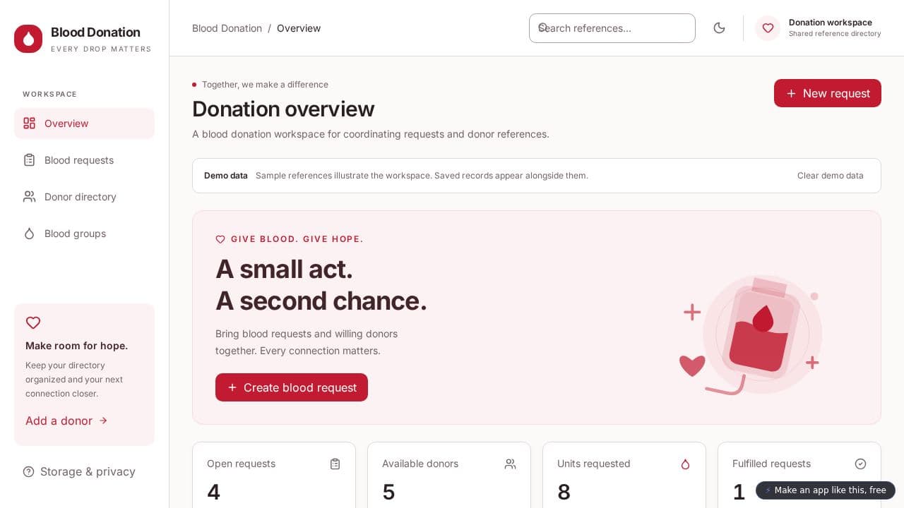 Screenshot of Blood Donation