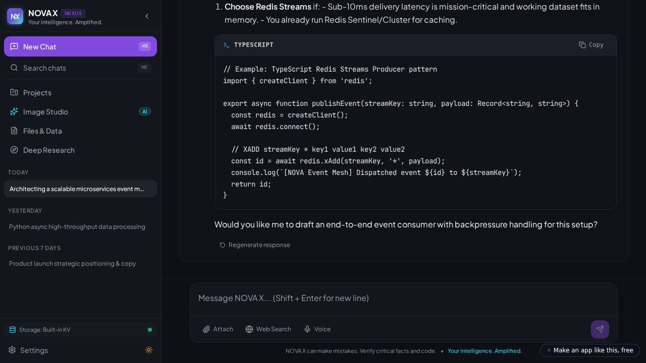 Screenshot of NOVA X Assistant