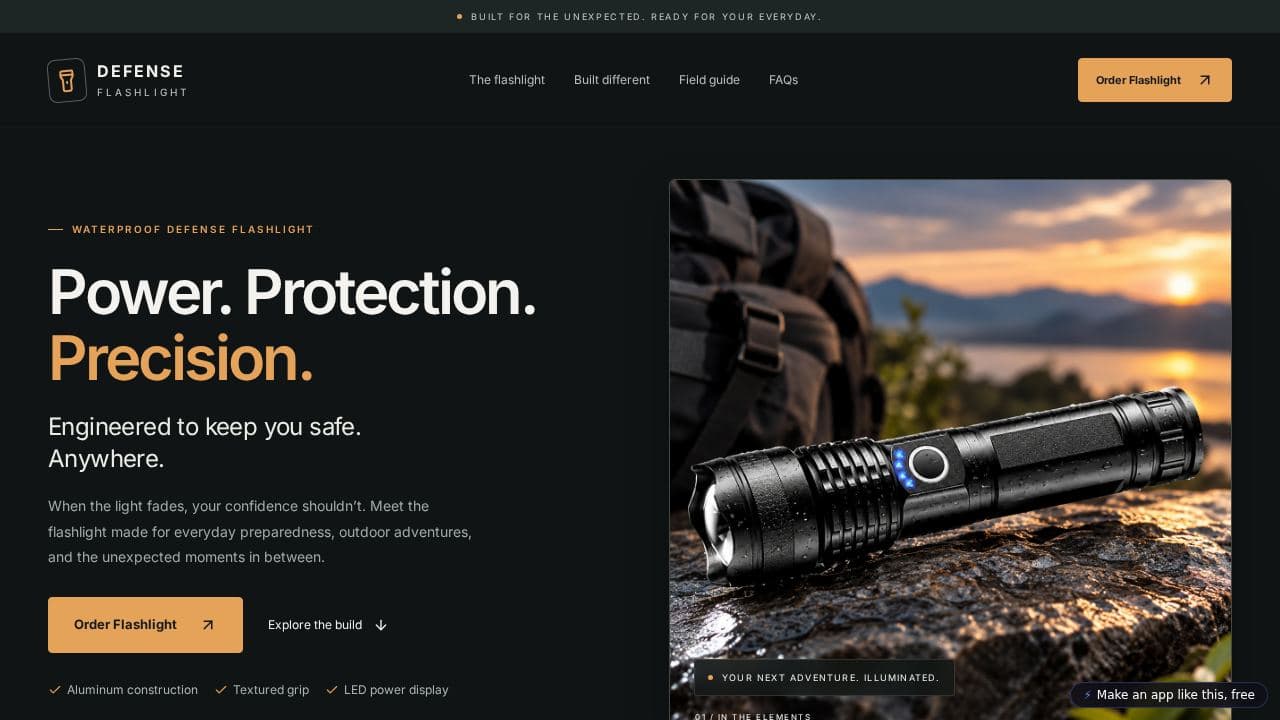 Screenshot of Waterproof Defense Flashlight