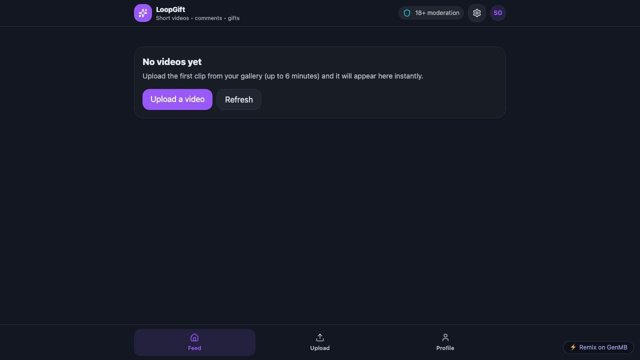 Screenshot of LoopGift Videos