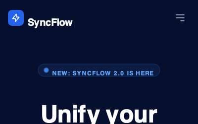 Screenshot of SyncFlow SaaS Landing