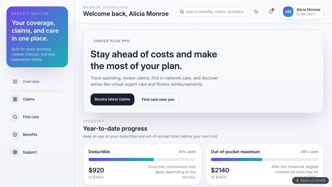 Screenshot of Benefit Beacon