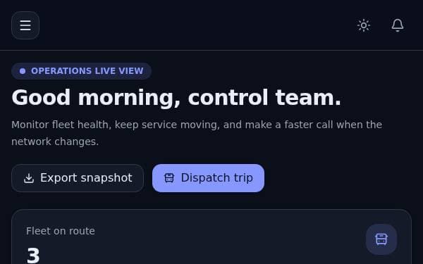 Screenshot of Transit Tracking Admin