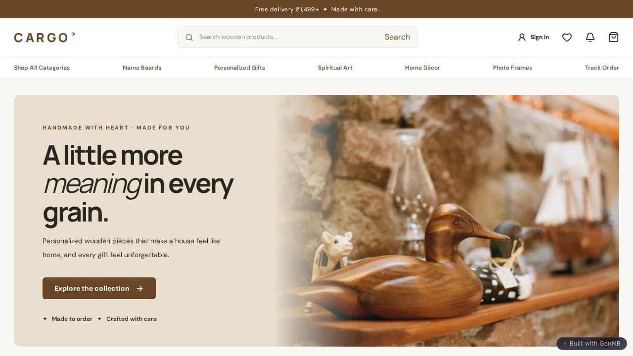 Screenshot of CARGO Wooden Store