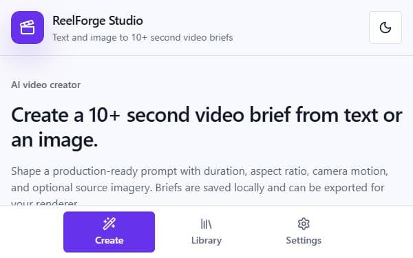 Screenshot of ReelForge Studio