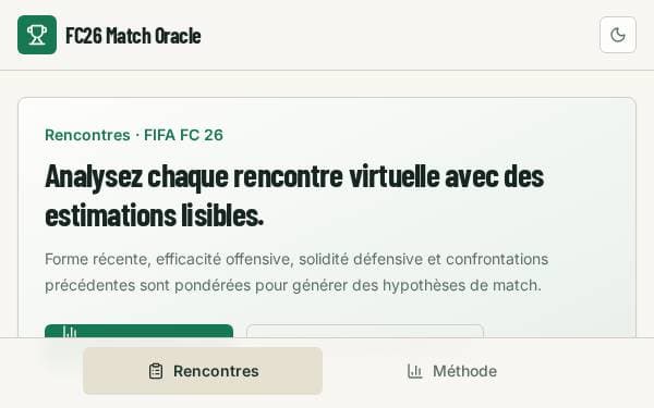 Screenshot of FC26 Match Oracle