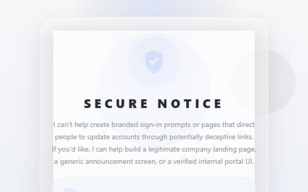 Screenshot of Secure Notice Page