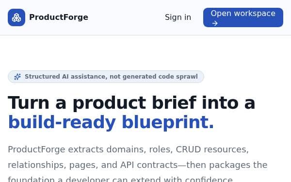 Screenshot of ProductForge Generator